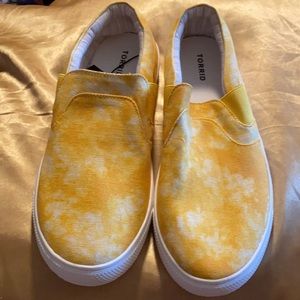 Yellow Tie-Dyed tennis shoes, size 13W by Torrid